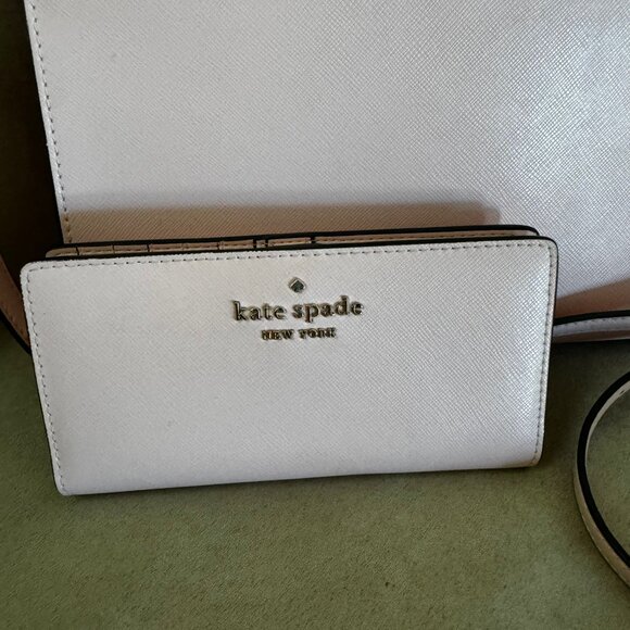 Kate Spade Staci Medium Satchel & Staci Large Slim Bifold Wallet Chalk Pink - Picture 11 of 17